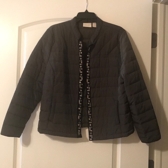 Chico's Jackets & Blazers - Chico’s Quilted Jacket with Jeweled Front